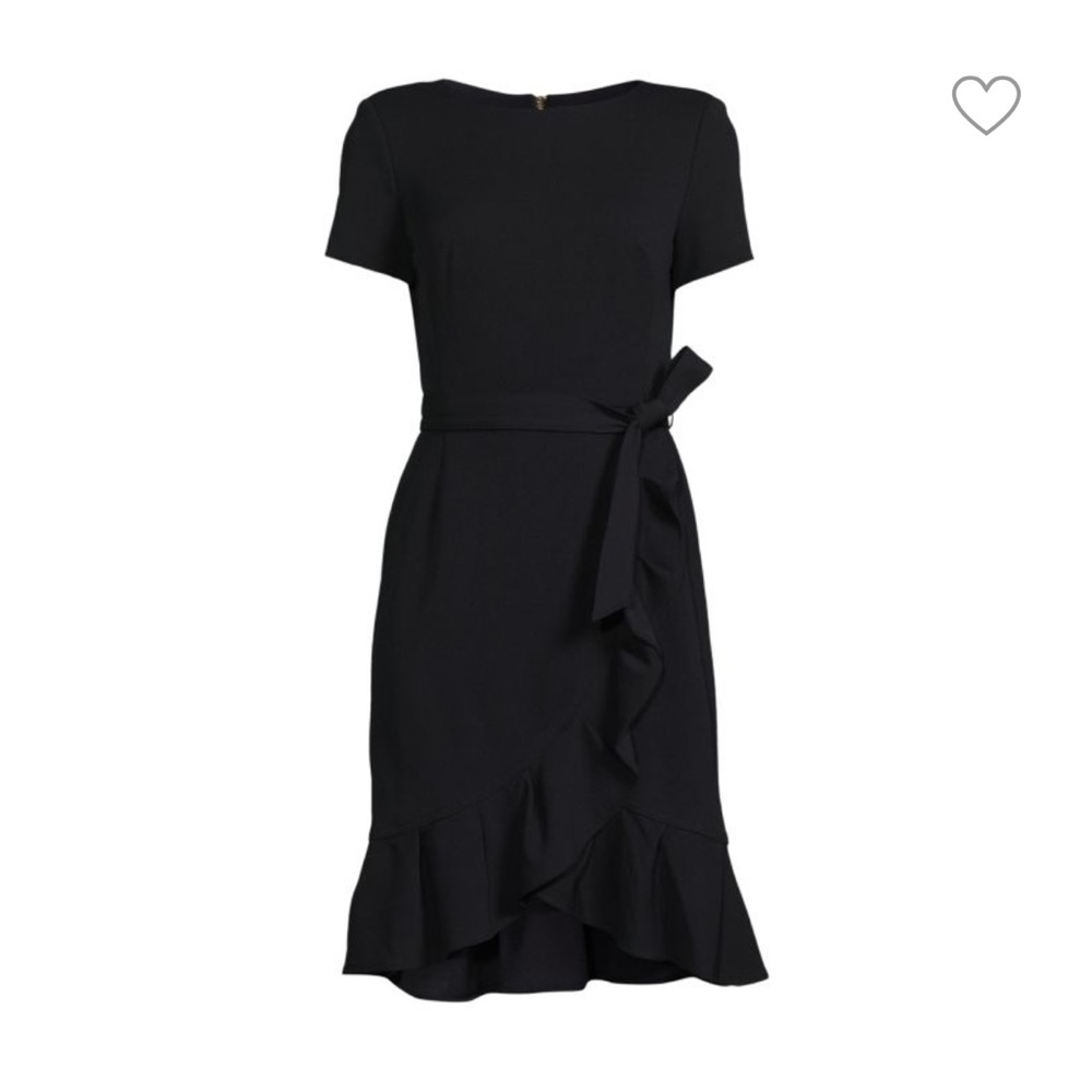 Calvin Klein Size 6 Black Ruffle Mini A Line Dress